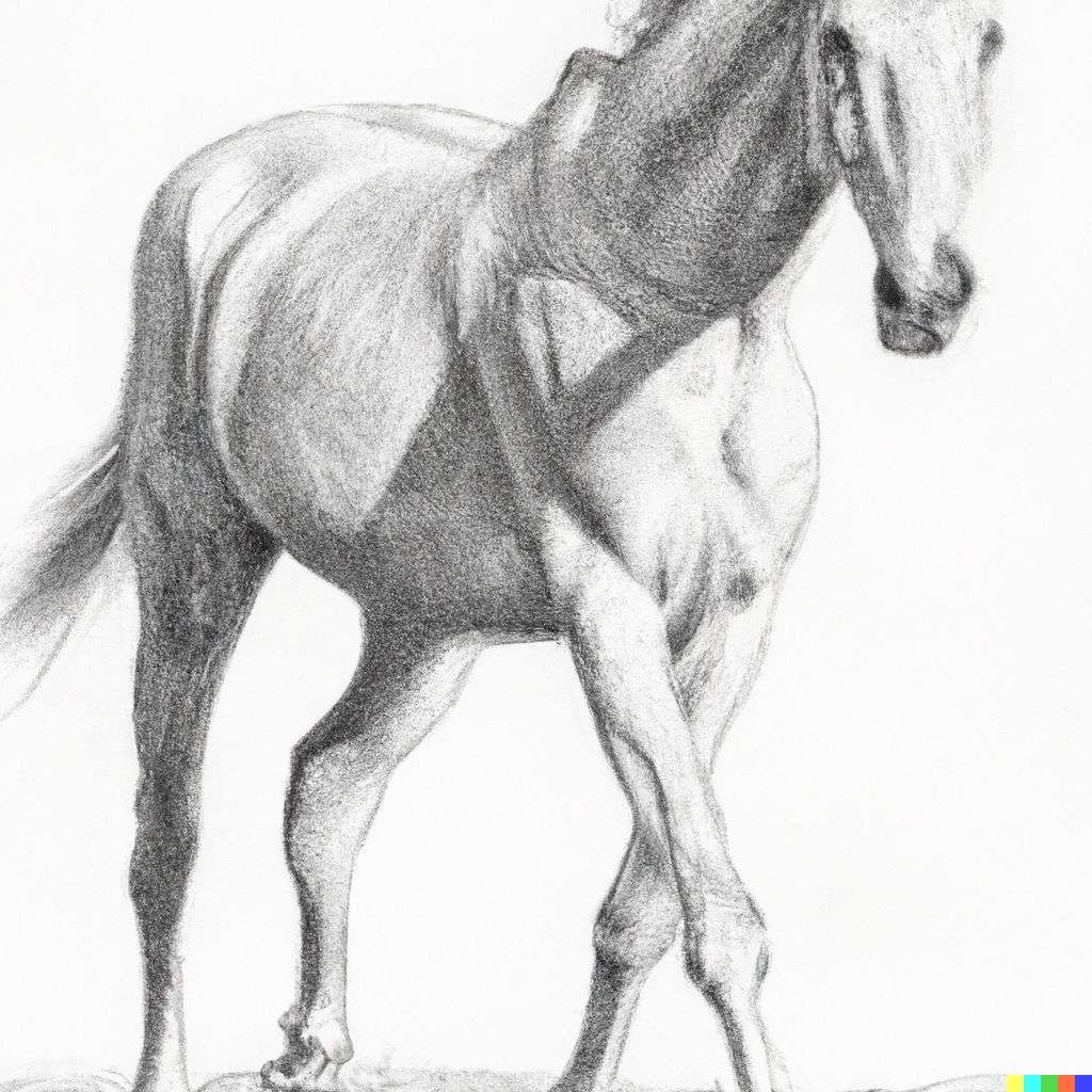 a horse, detailed pencil sketch